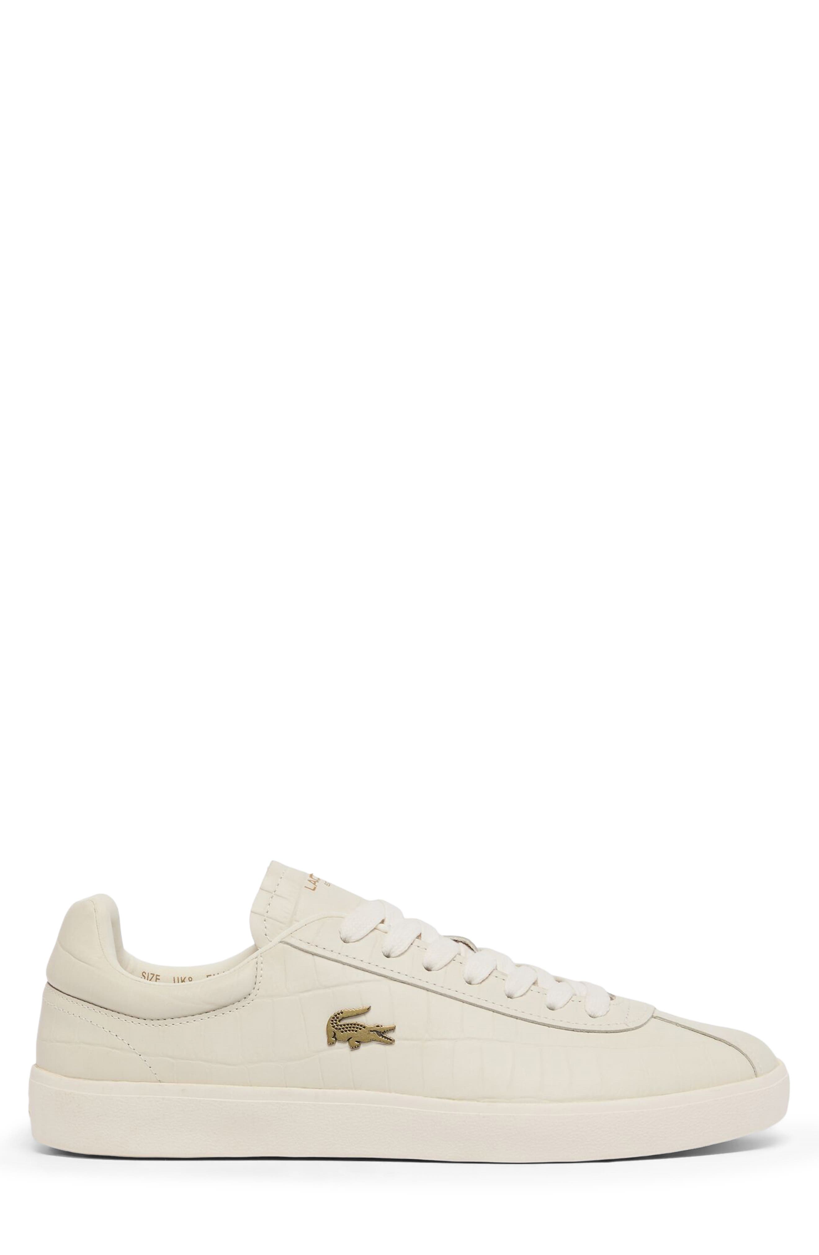 Lacoste Baseshot Croc Debossed Low Top Sneaker, Alternate, color, Off White/ Off White