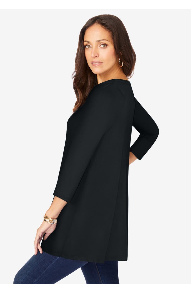 Jessica London Stretch Knit Swing Tunic, Alternate, color, Black