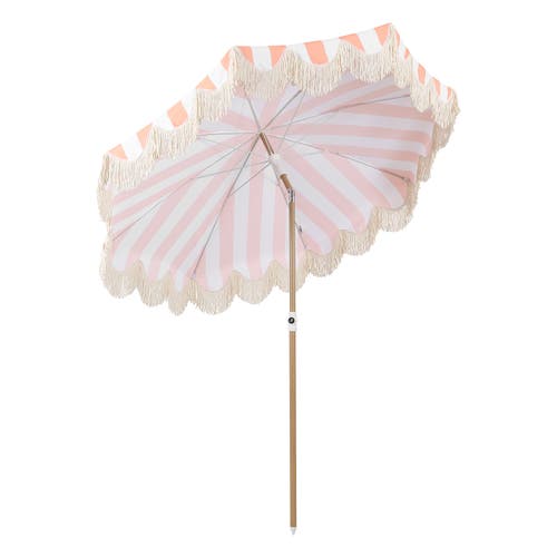 Jonathan Y Mariner 6.5 Ft. Classic Cottage Fringe Tassel Market Beach Umbrella With Push Button Tilt In Orange