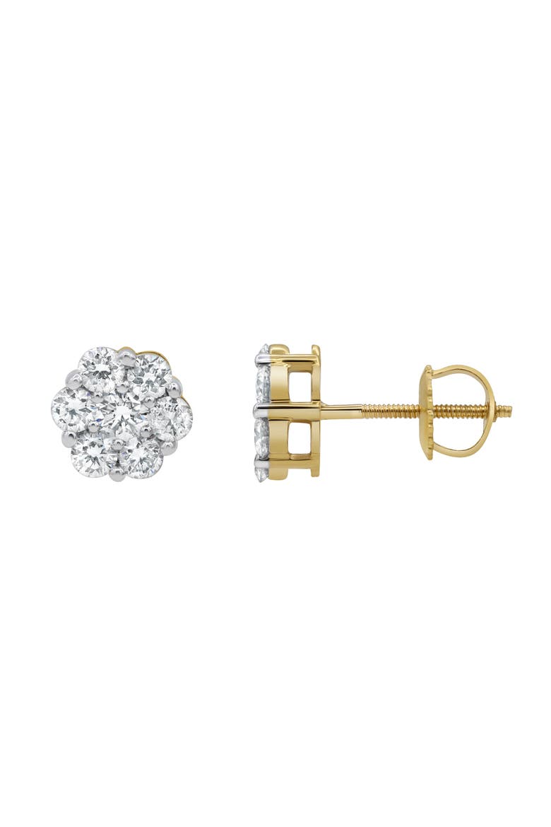 Meadow 0.75 Ct TW Lab Grown Diamond Cluster Studs 14K Gold Earrings, Main, color, 14K Yellow Gold