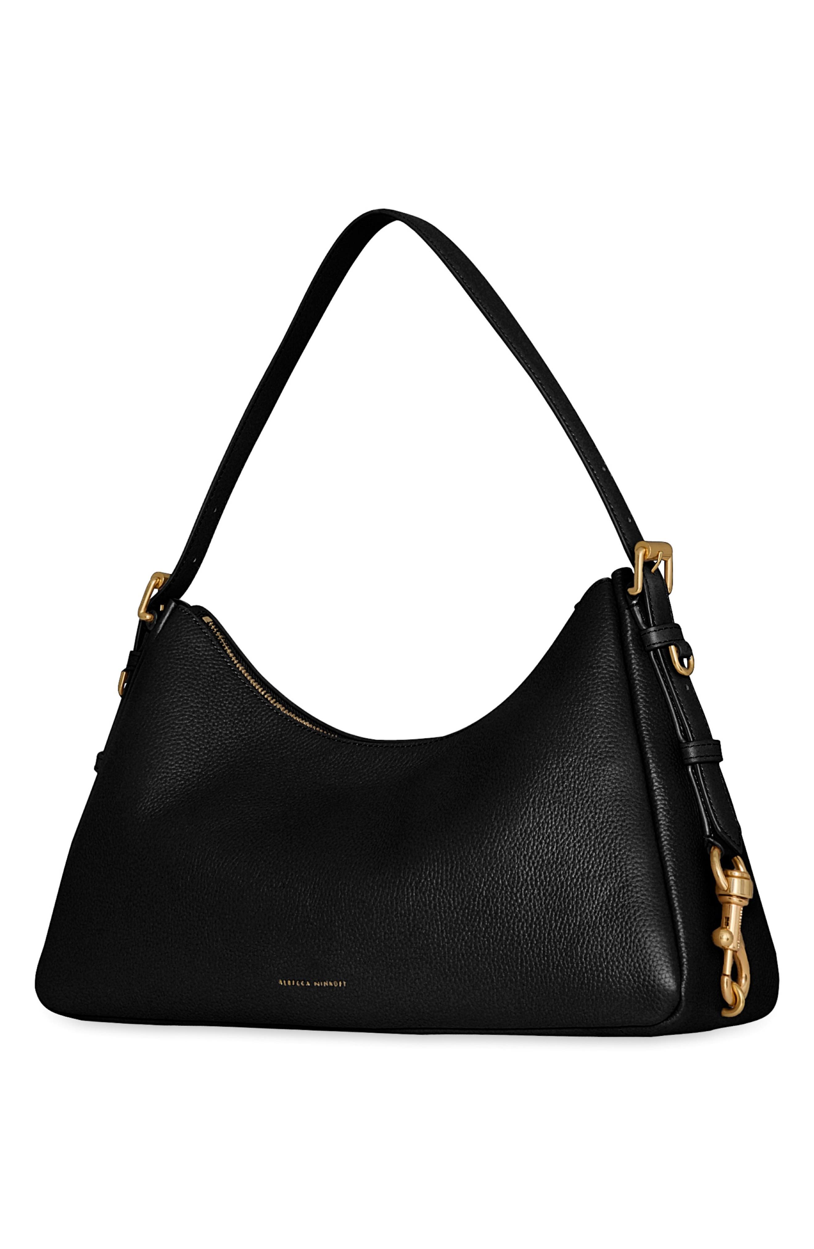 Rebecca Minkoff Large Mia Leather Shoulder Bag, Alternate, color, Black