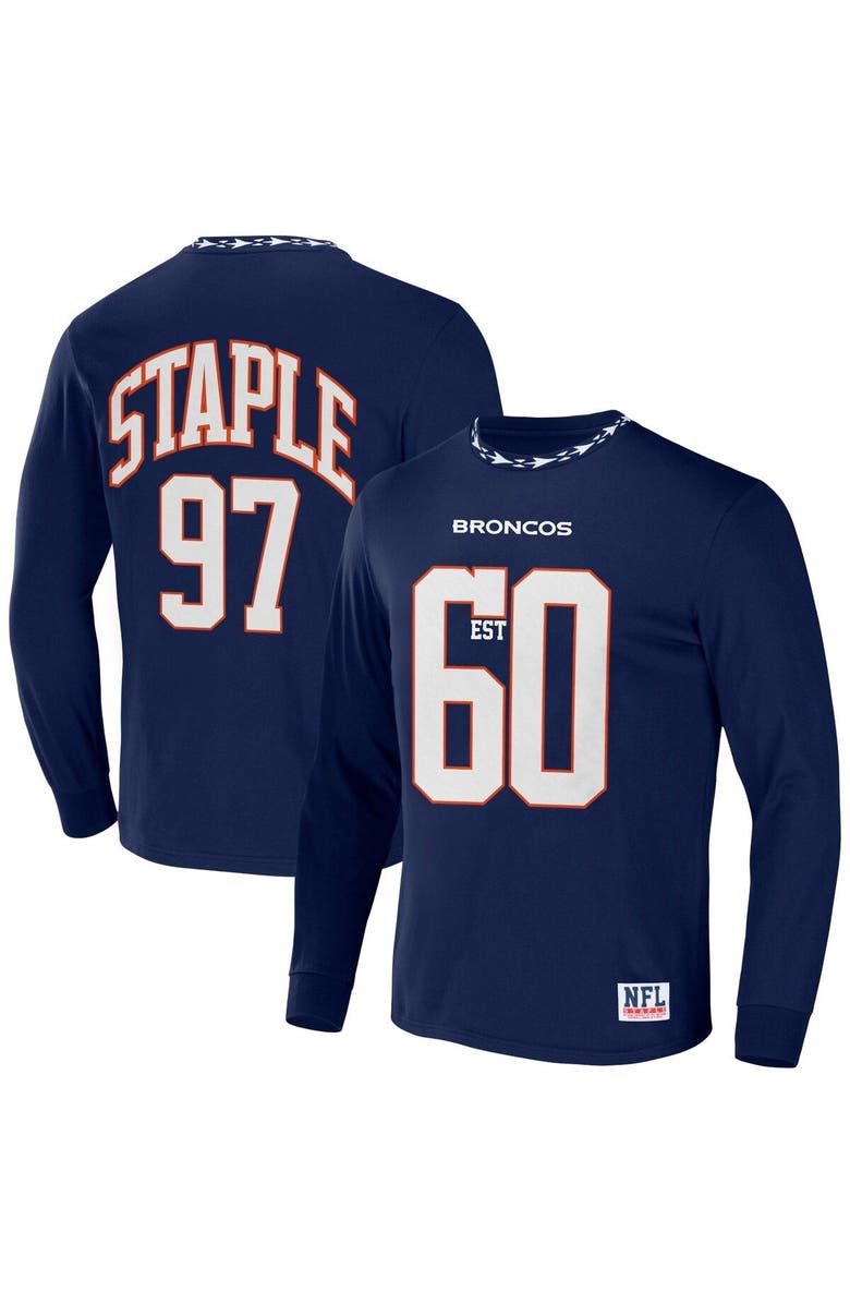 STAPLE Men's NFL x Staple Navy Denver Broncos Core Team Long Sleeve T-Shirt, Main, color, 
