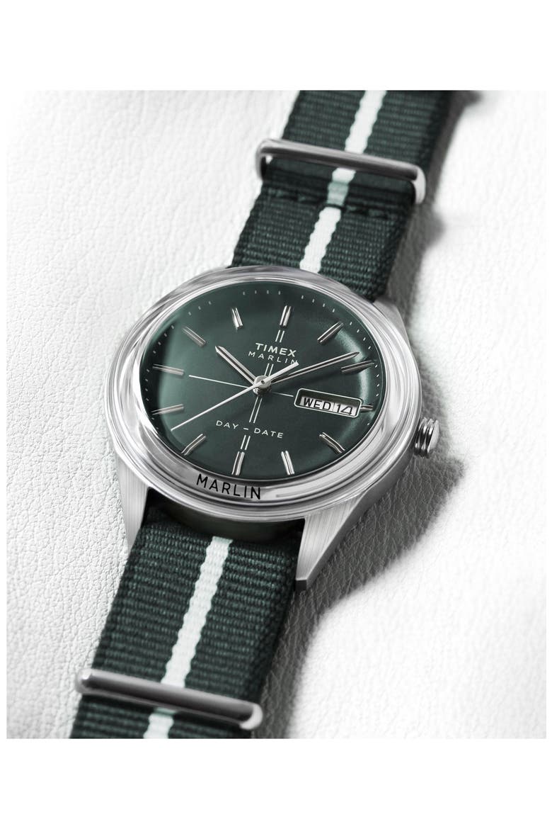 Marlin® Jet Webbing Strap Watch, 38mm, Alternate, color, GREEN