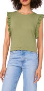 Vince Camuto Ruffle Eyelet Tank Top
