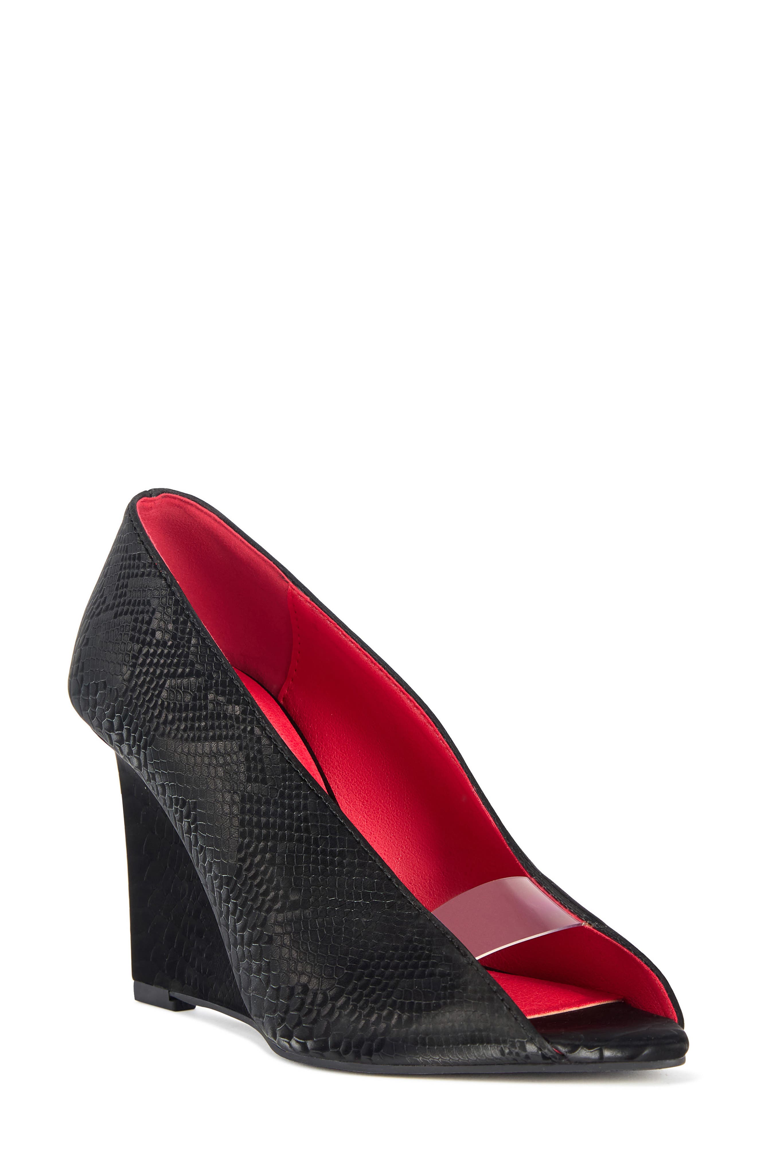 Nicoleta Snakeskin Embossed Wedge Pump, Main, color, BLACKMULTI