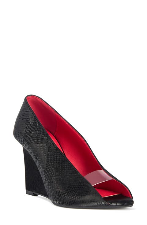 Nicoleta Snakeskin Embossed Wedge Pump