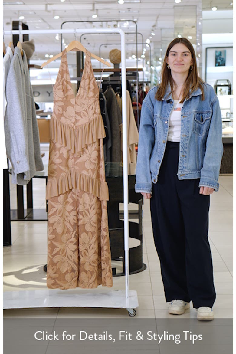Athens Floral Lace Ruffle Halter Maxi Dress video