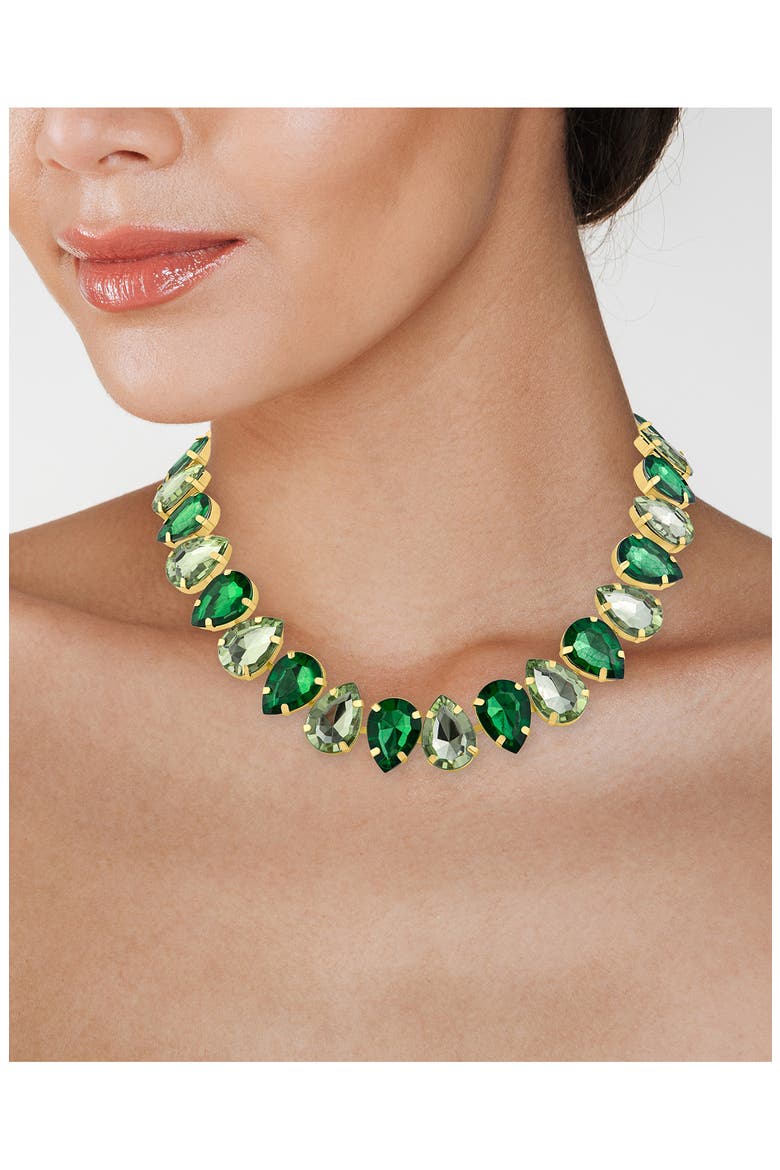 Crystal Teardrop Statement Necklace (Nordstrom Exclusive), Alternate, color, GREEN/ GOLD