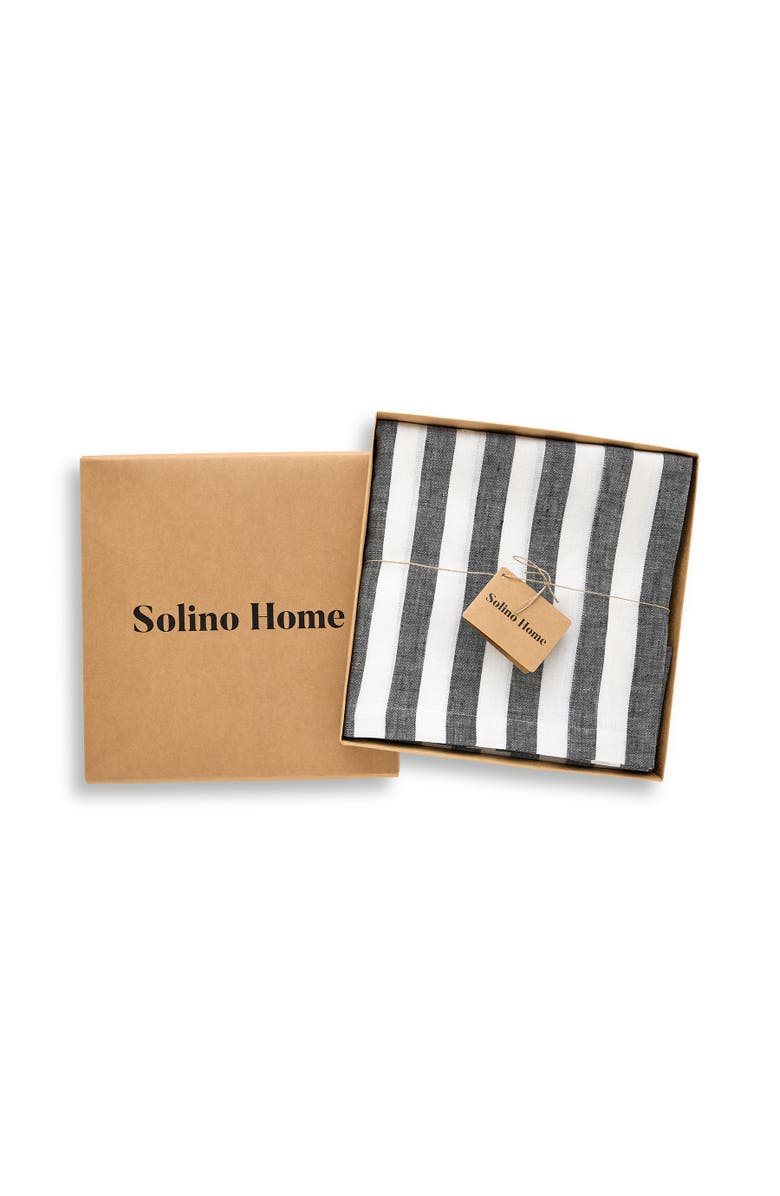 Solino Home Linen Tablecloth - Sorrento Stripe, Alternate, color, Black And White