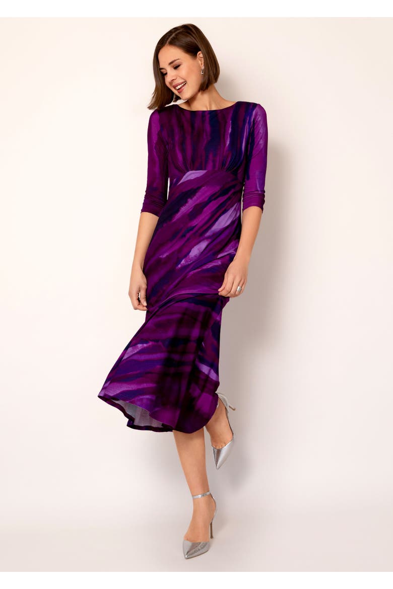 Asymmetric Bias Cut Midi Dress, Alternate, color, Vivid Plum