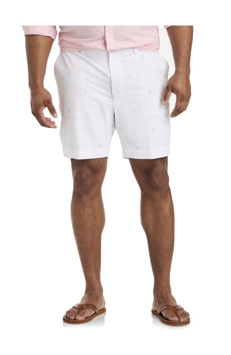 Oak Hill by DXL Big & Tall Tropical Seersucker Shorts, Main, color, Pink Palms