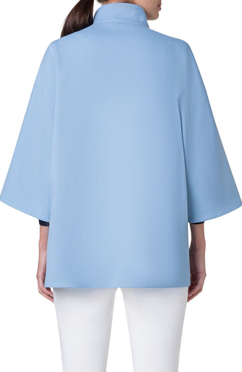 Akris punto Stand Collar Virgin Wool Car Coat, Alternate, color, 