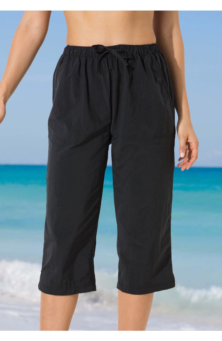 Swim 365 Taslon<sup>®</sup> Cover Up Capri Pant, Alternate, color, Black