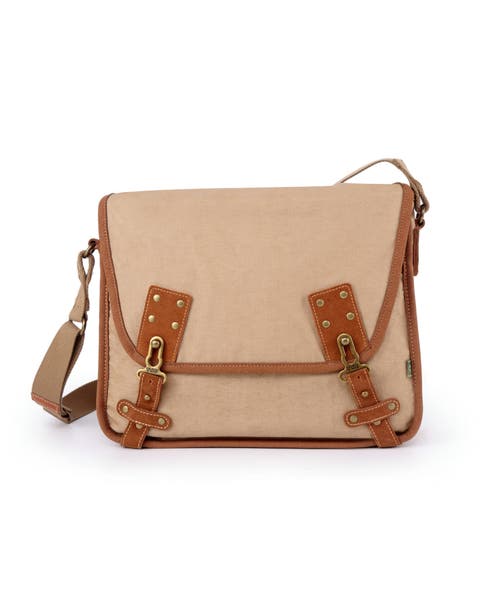 Dolphin Studded Canvas Messenger Bag