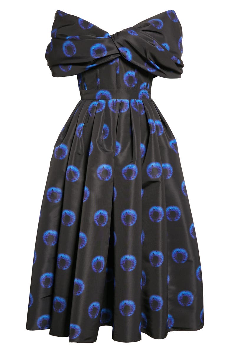 McQueen Midnight Iris Off the Shoulder Midi Dress, Alternate, color,