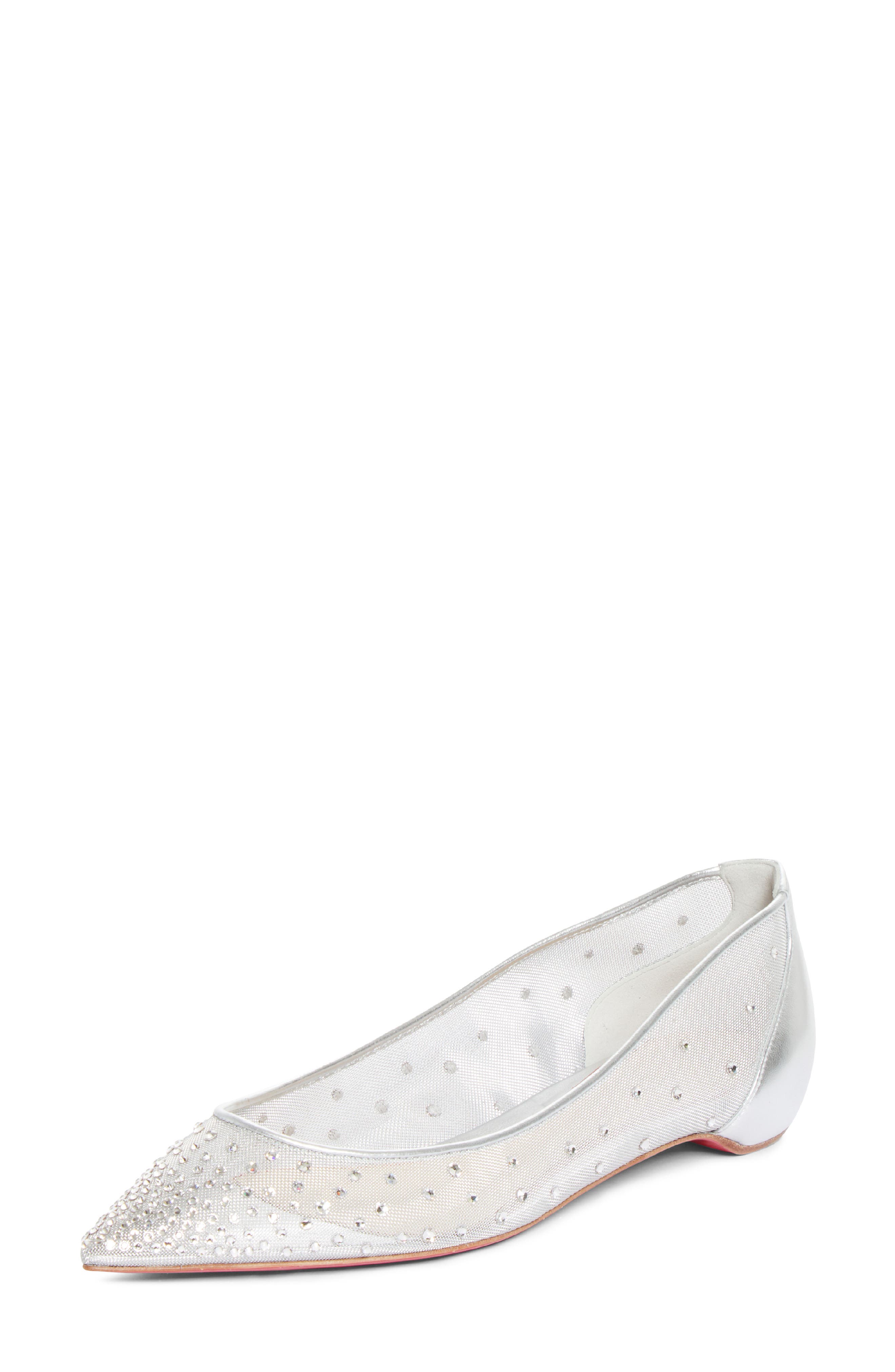 La Pigaletta Follies Strass Pointed Toe Flat, Main, color, CN1H VERSION SILVER
