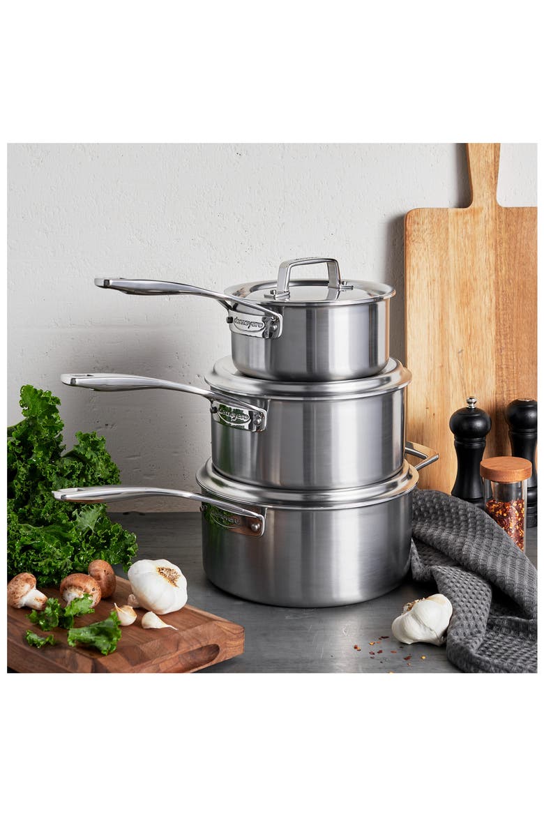 Essential 3-Quart 5-Ply Stainless Steel Saucepan with Lid, Alternate, color, STAINLESS STEEL