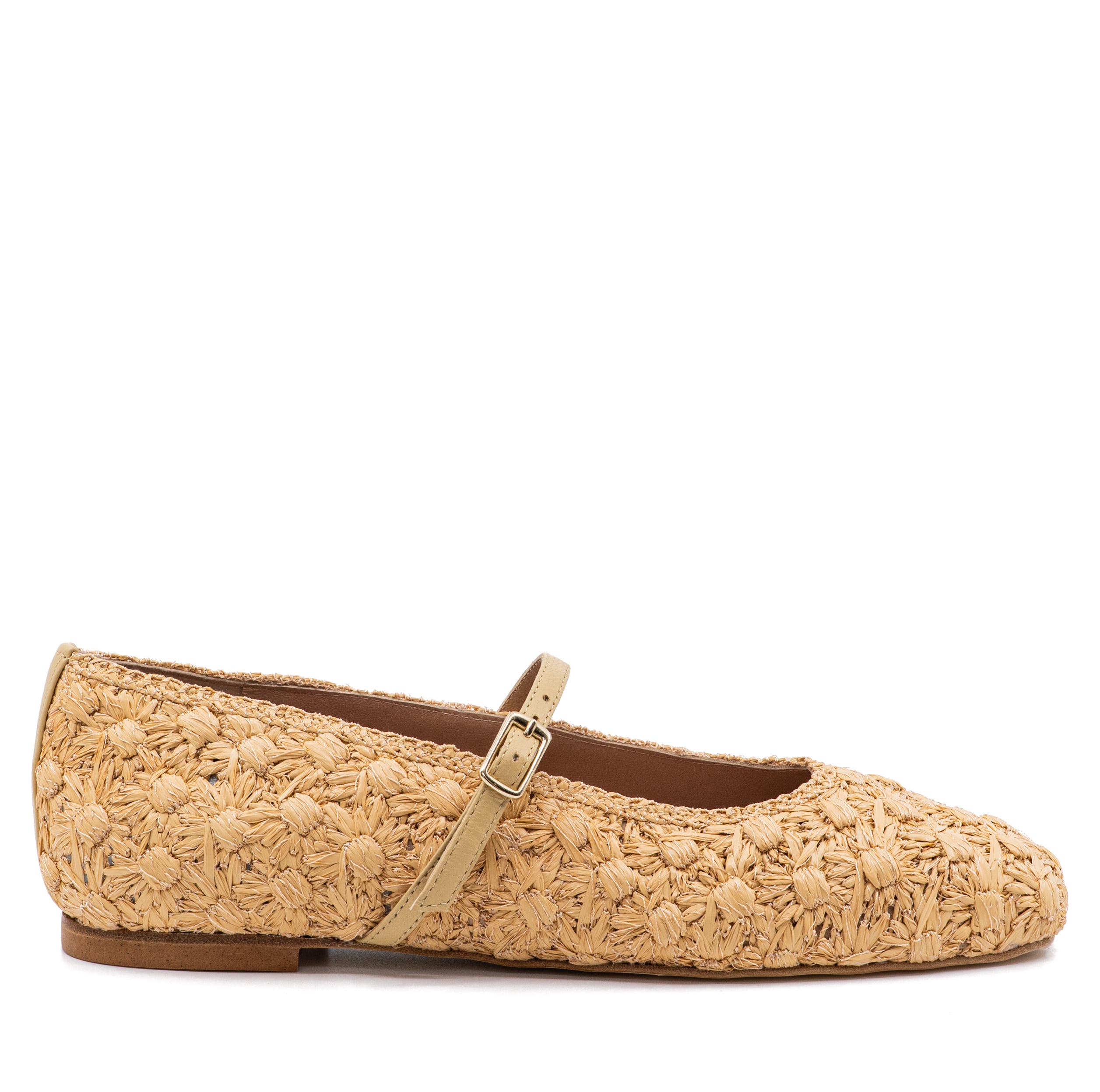 Andrea Gomez Dalia Strap Ballerina, Main, color, Natural Raffia