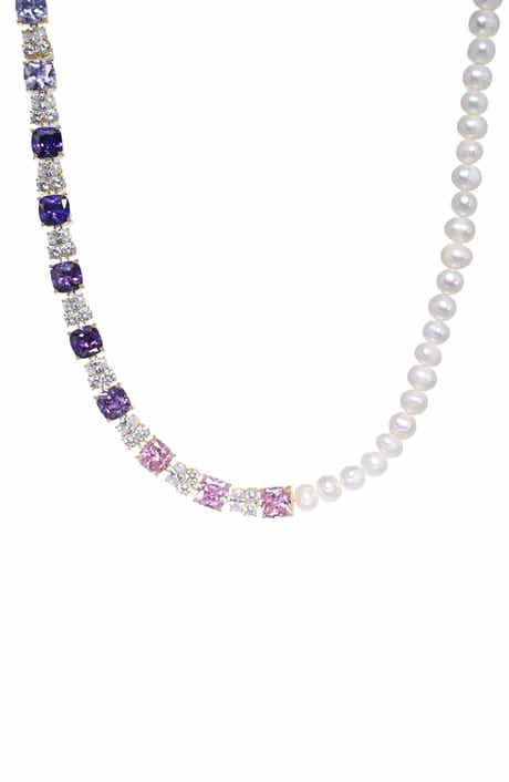 EYE CANDY LOS ANGELES Sabrina Cubic Zirconia & Faux Pearl Necklace