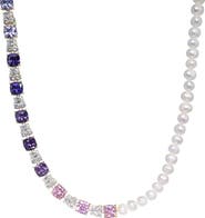 EYE CANDY LOS ANGELES Sabrina Cubic Zirconia & Faux Pearl Necklace