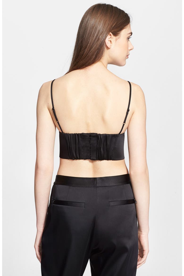 T by Alexander Wang Stretch Satin Triangle Bralette, Alternate, color, BLACK