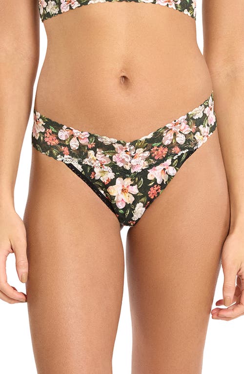 Hanky Panky Printed Signature Lace Original Rise Thong In Black
