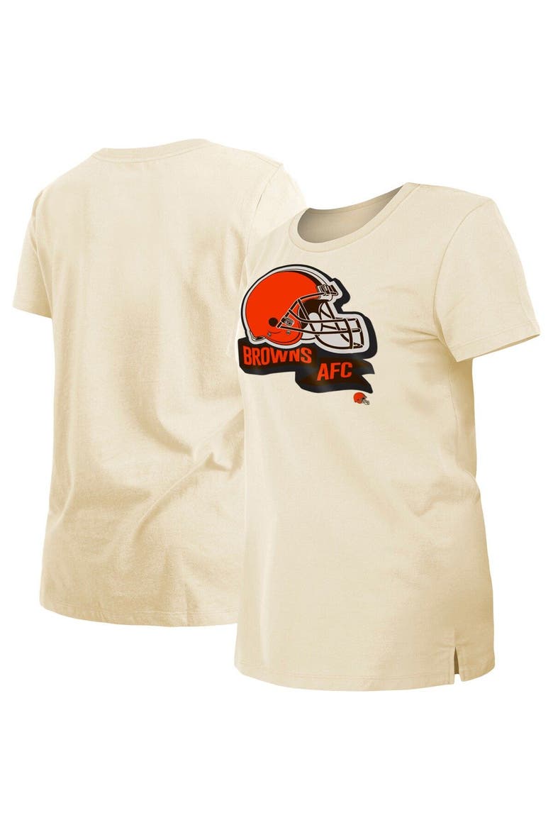 Women's New Era Cream Cleveland Browns Chrome Sideline T-Shirt, Main, color, Cream