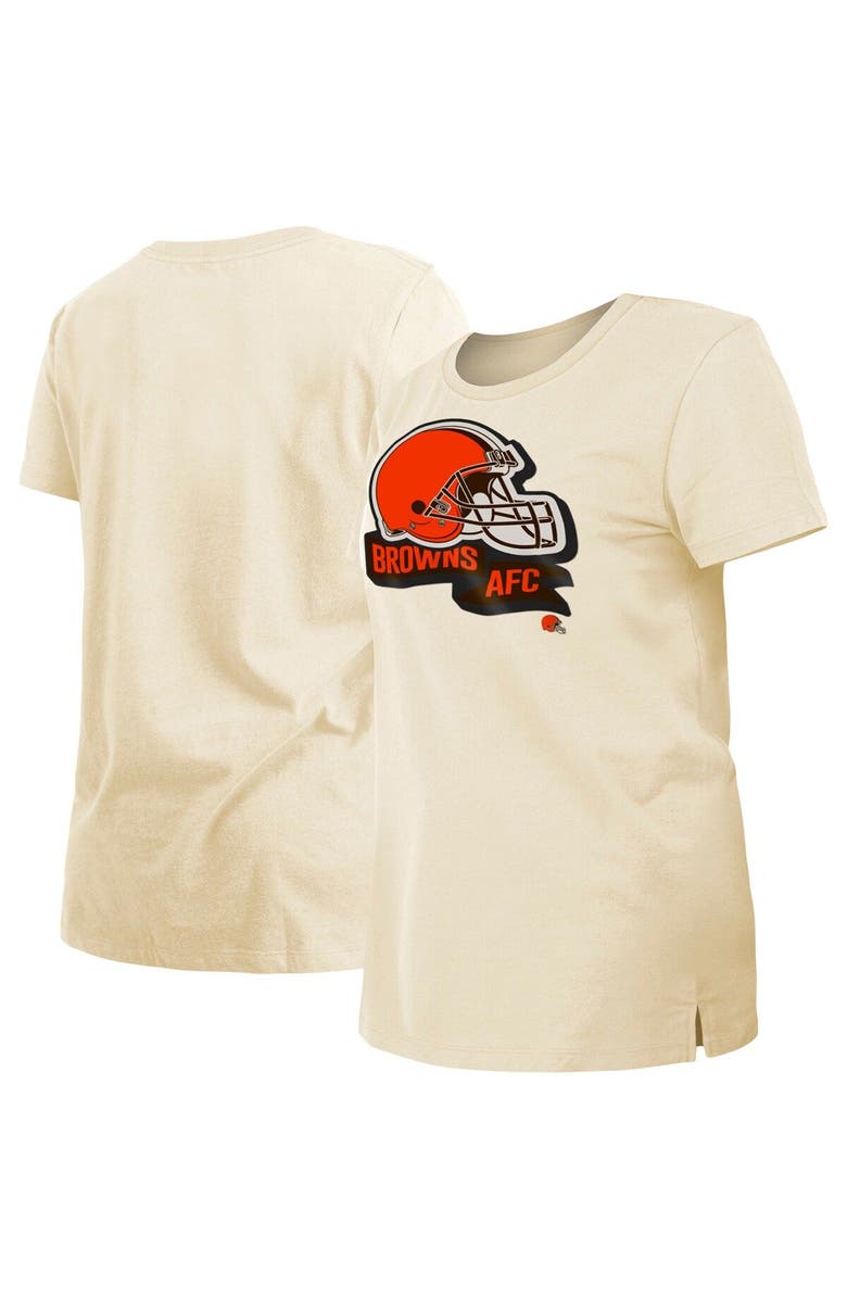 New Era Women's New Era Cream Cleveland Browns Chrome Sideline T-Shirt, Main, color, Cream