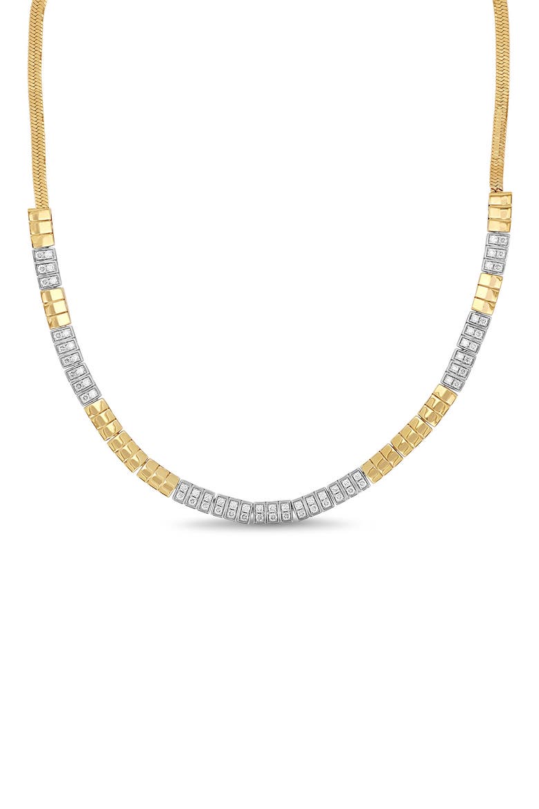18K Gold Cleo Half Diamond Tennis Necklace, Main, color, 18KWY GOLD