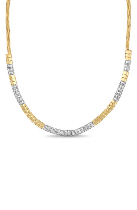 18K Gold Cleo Half Diamond Tennis Necklace