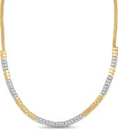 Bony Levy 18K Gold Cleo Half Diamond Tennis Necklace