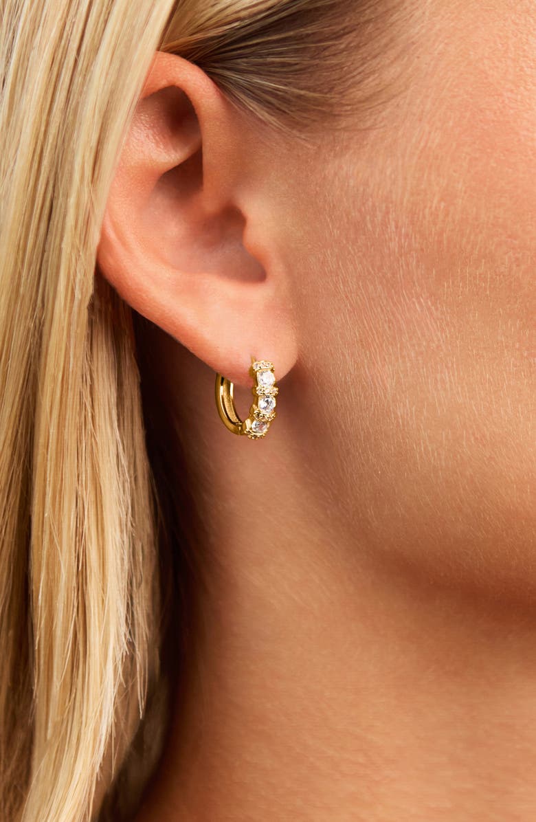 Sterling Forever Iskara CZ Huggie Hoop Earrings, Alternate, color, Gold