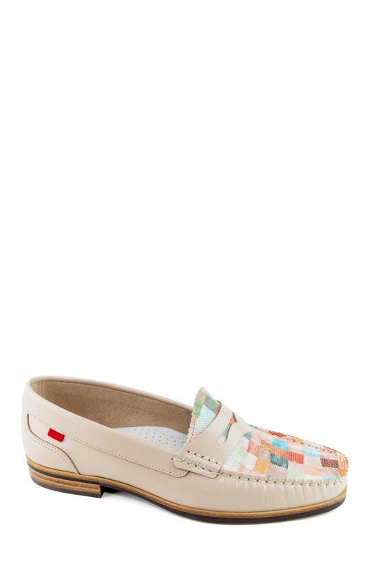 Marc Joseph New York East Village 2.0 Leather Penny Loafer, Main, color, Nude & Mosaic Napa