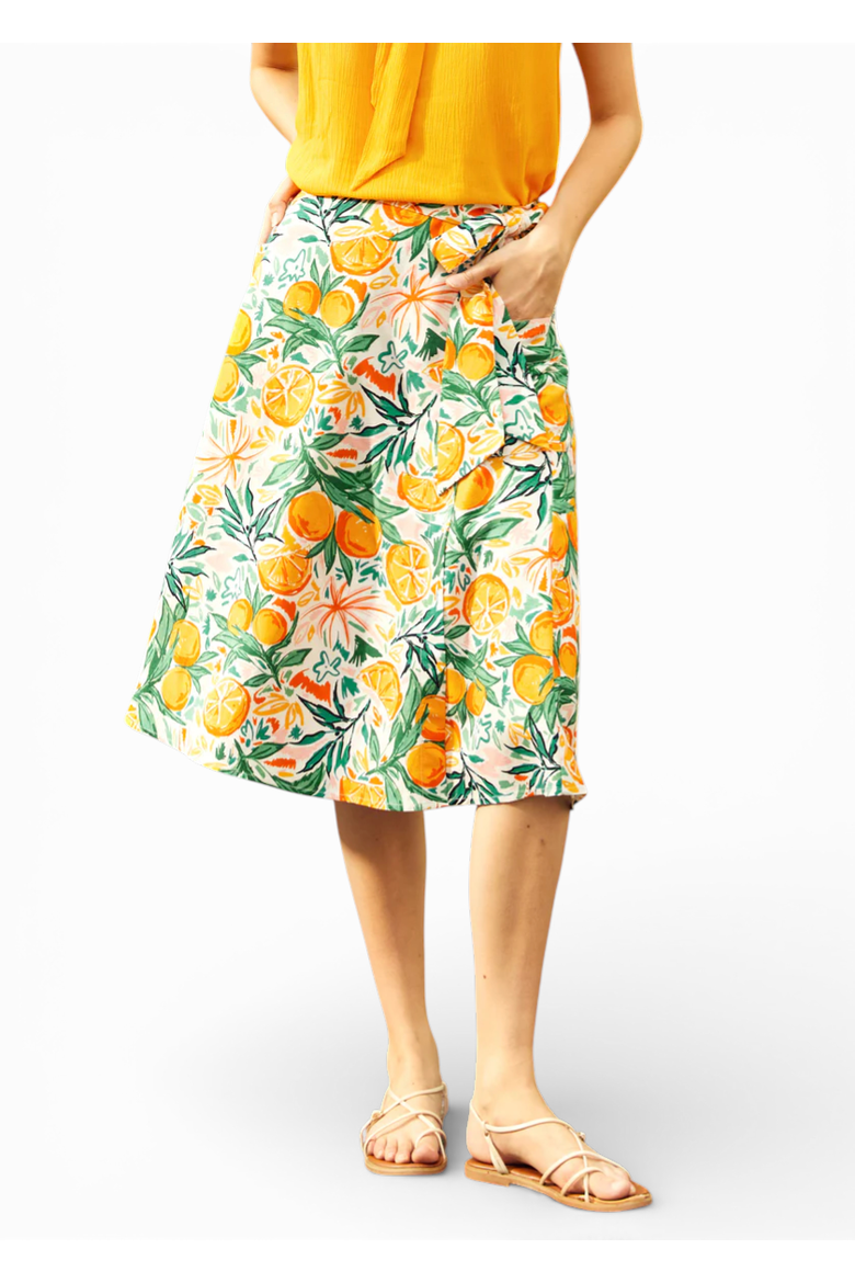 Market Day Wrap Skirt, Main, color, Sweet Orange Spritz