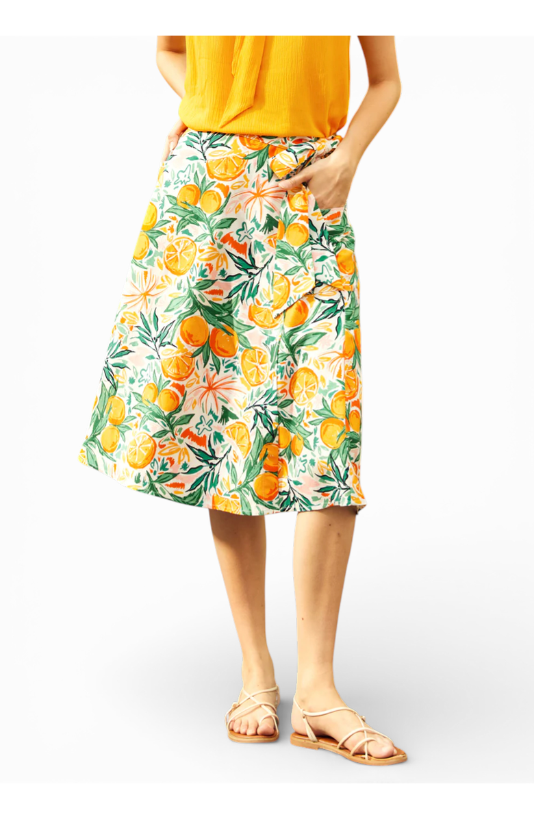 ModCloth Market Day Wrap Skirt, Main, color, Sweet Orange Spritz