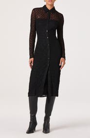 ASTR the Label Collared Long Sleeve Lace Shirtdress