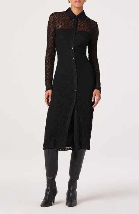 ASTR the Label Collared Long Sleeve Lace Shirtdress