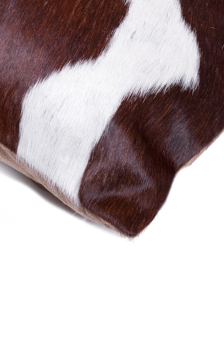 Torino Kobe Genuine Cowhide Pillow - Set of 2 - 12"x20" - Chocolate/White, Alternate, color, CHOCO / WHITE