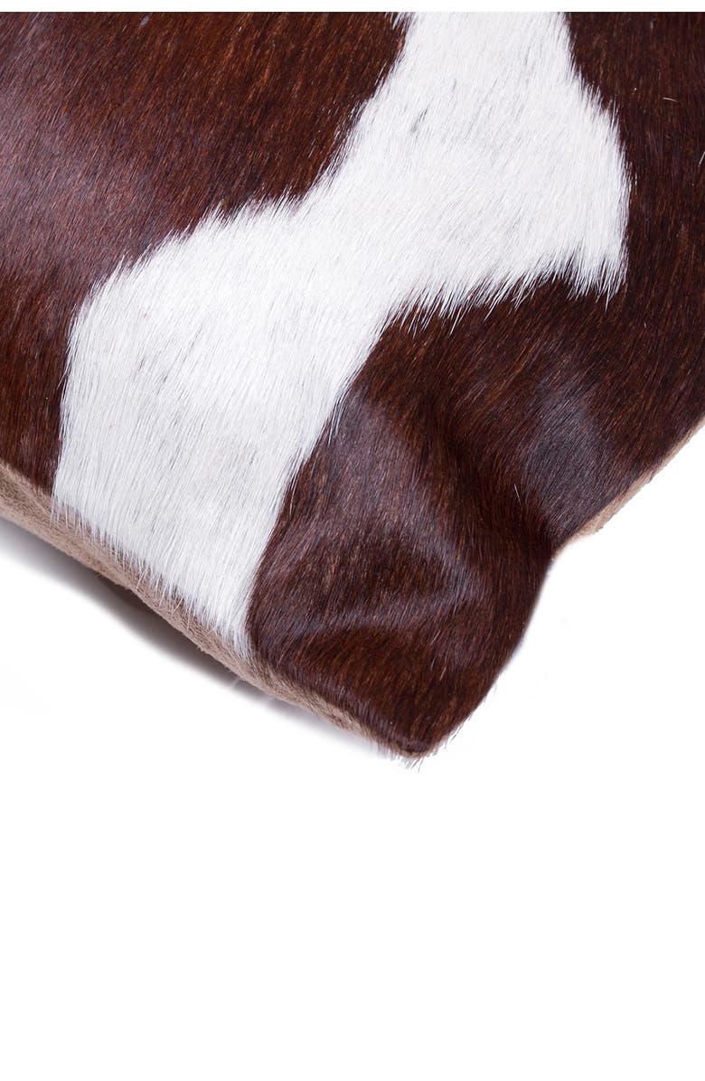 NATURAL Torino Kobe Genuine Cowhide Pillow - Set of 2 - 12"x20" - Chocolate/White, Alternate, color,