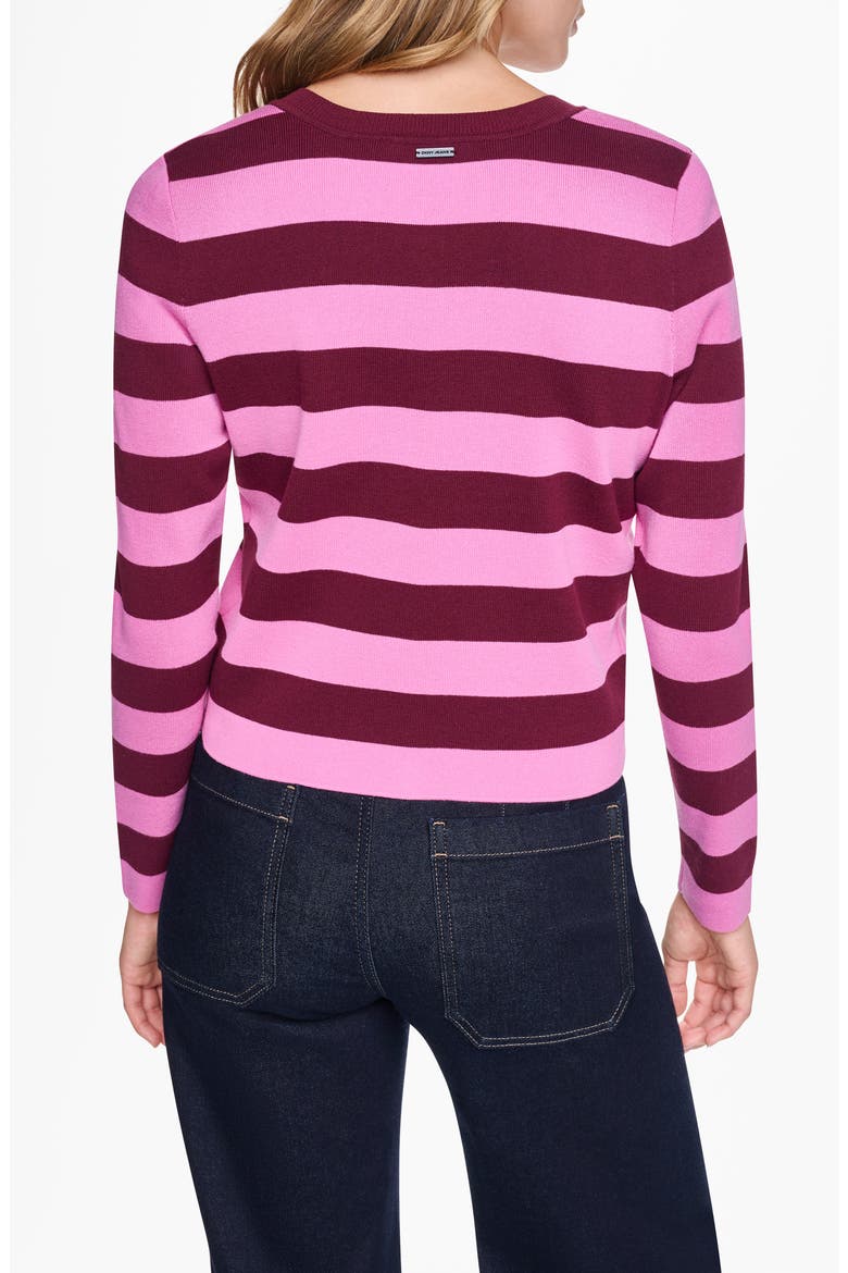 Striped Crewneck Cardigan, Alternate, color, CLARET/ TAF