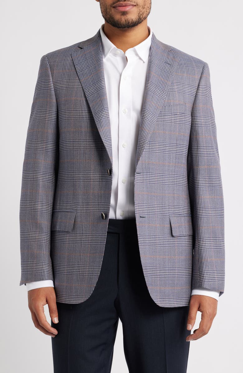 Heritage Gold Delfino Light Blue Glen Check Wool Sport Coat, Main, color, Light Blue