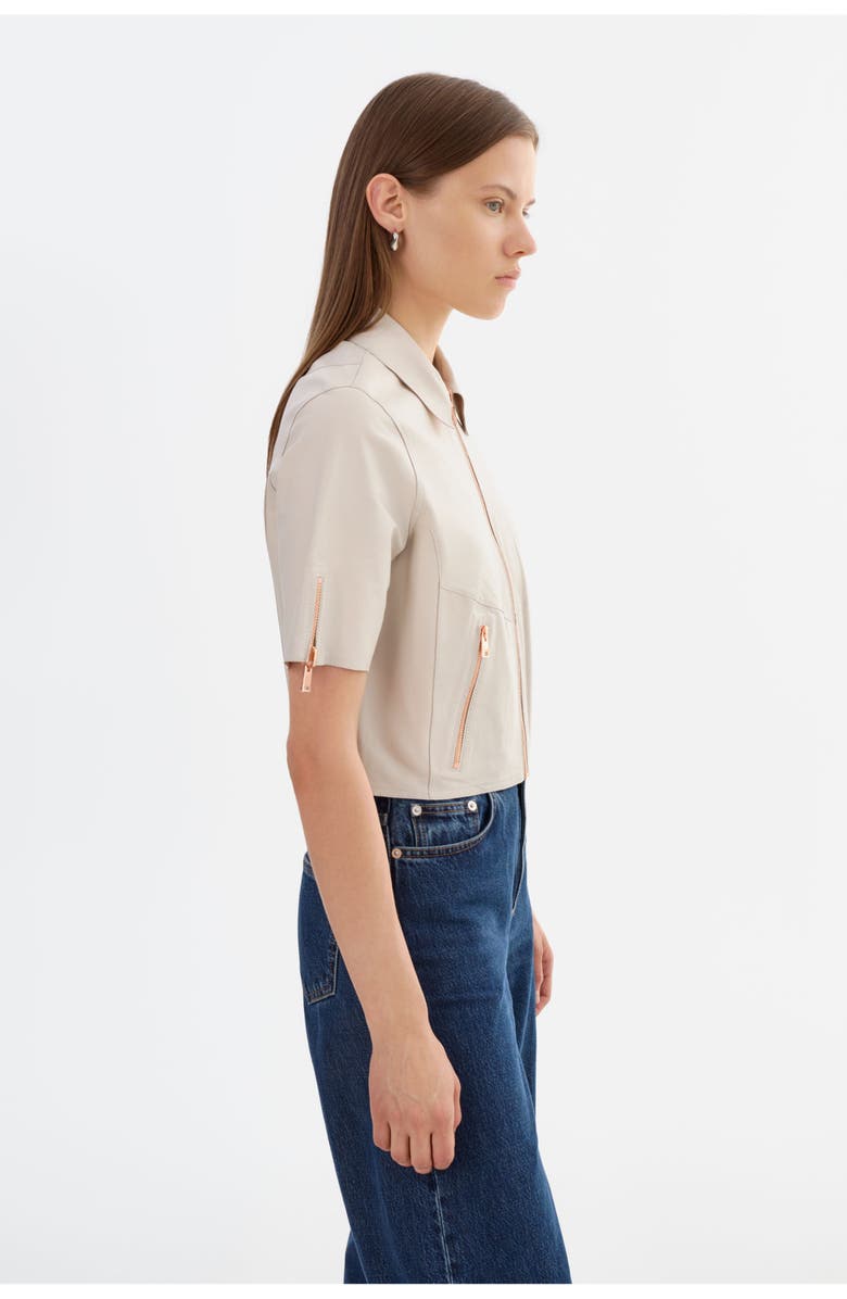 LAMARQUE SEVANA | Reversible Leather Jacket, Alternate, color, Whisper White/Rose Gold