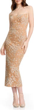 Dress the Population Cosette Beaded Floral Cocktail Sheath Dress