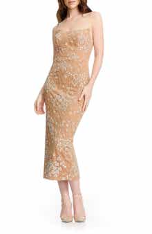 Cosette Beaded Floral Cocktail Sheath Dress
