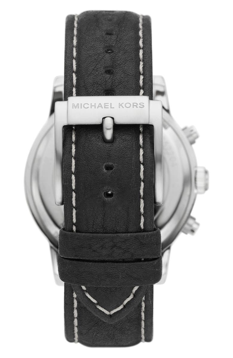 Michael Kors Hutton Chronograph Leather Strap Watch, 43mm, Alternate, color,
