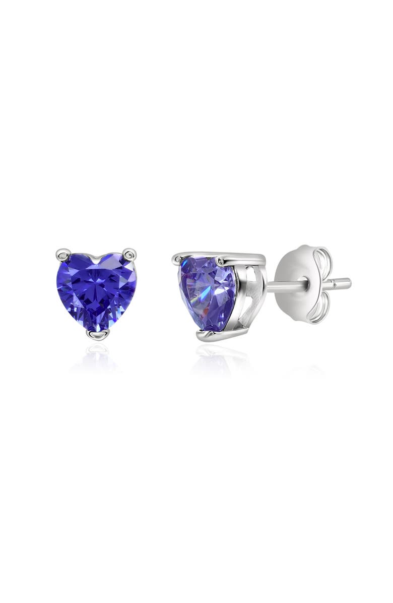 Donatello Gian Sterling Silver Heart Tanzanite Studs, Main, color, Silver