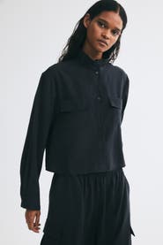 H&M Stand-up Collar Viscose-blend Shirt