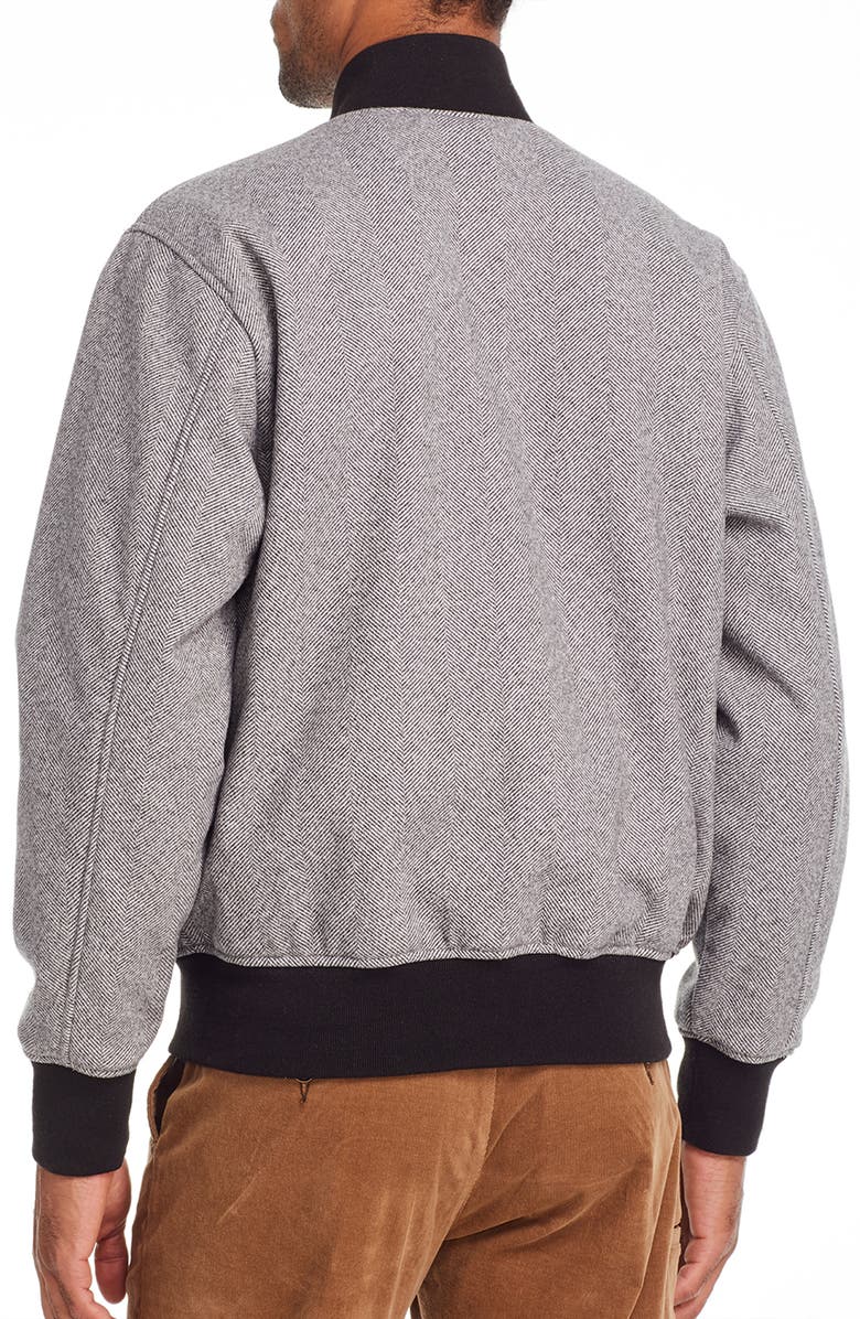 Brooklyn Brigade Herringbone Reversible Bomber Jacket, Alternate, color, Black/Grey