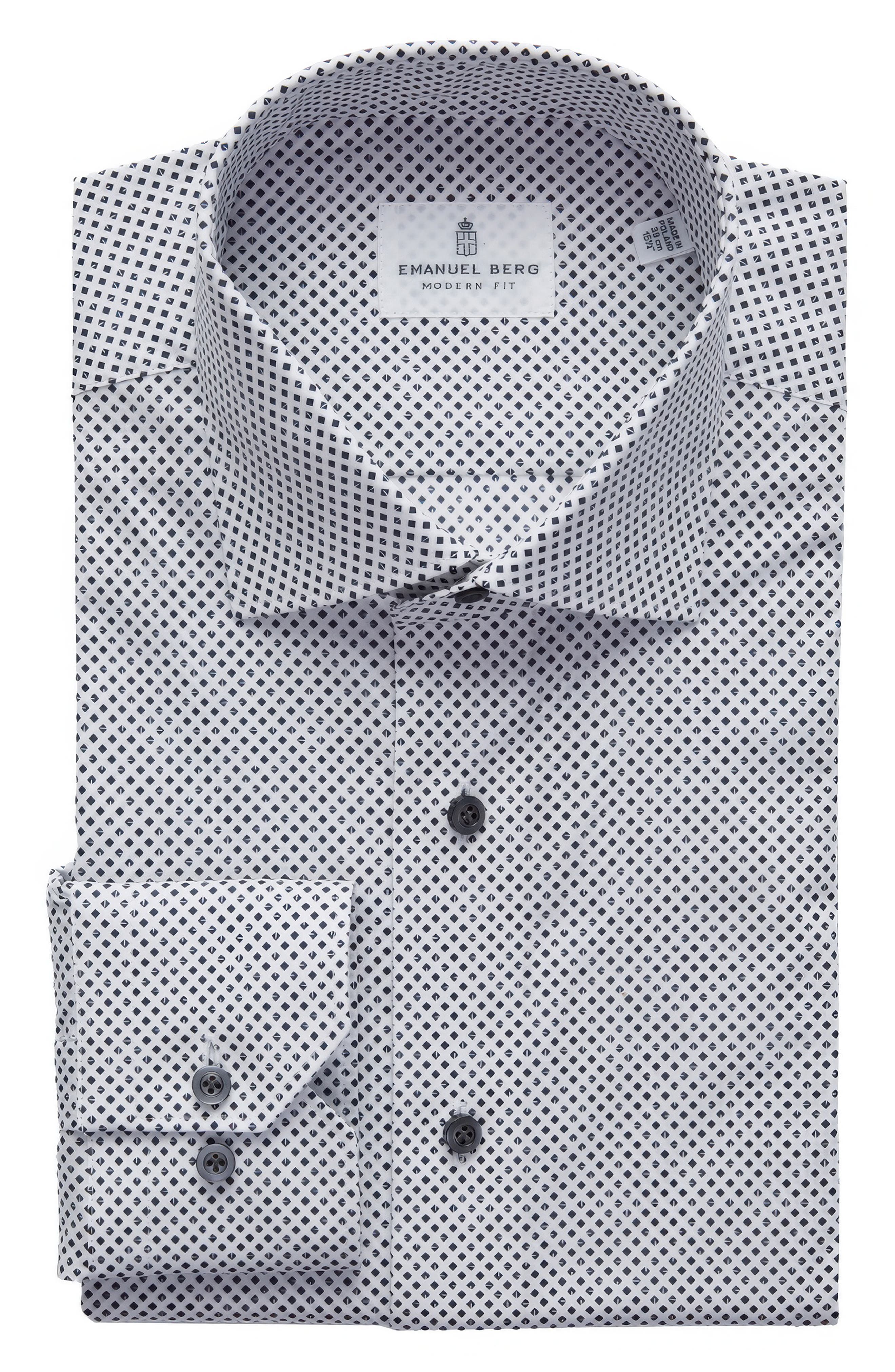 Emanuel Berg Modern Fit Geometric Stretch Poplin Sport Shirt