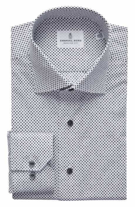 Emanuel Berg Modern Fit Geometric Stretch Poplin Sport Shirt